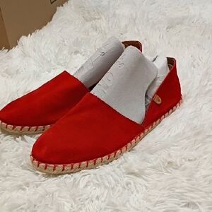 Verbenas Vibrant Red Suede Slip On Espadrilles for Women EU 41